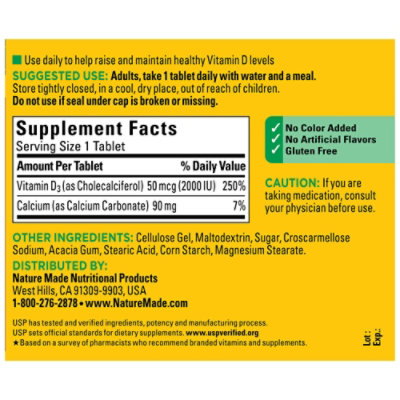 Nature Made Vitamin D Supplement Tablets D3 2000 IU - 220 Count - Image 4