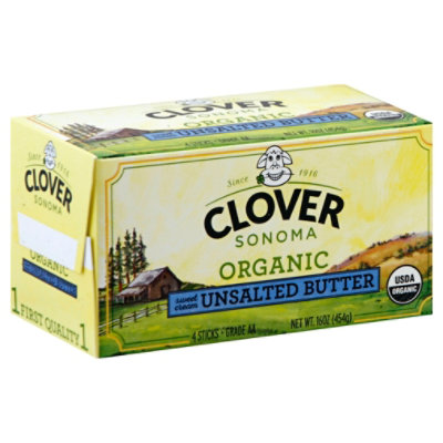Clover Organic Farms Unsalted Butter - 16 Oz - Image 1