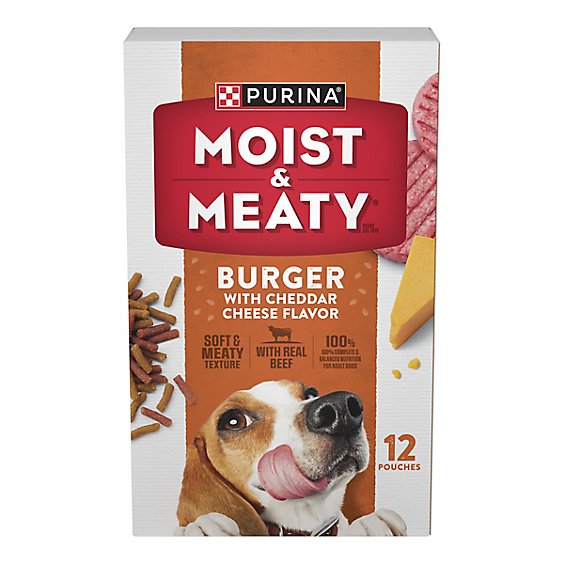 Purina Moist & Meaty Mainline Burger With Cheddar Cheese Dry Dog Food 12 Count - 72 Oz