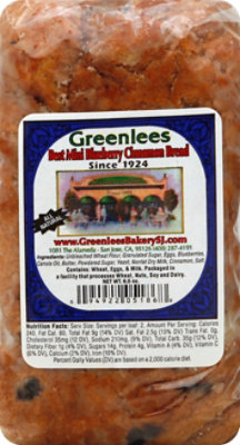 Greenlees Bakery Bread Cinnamon Blueberry Mini - Each - Image 2