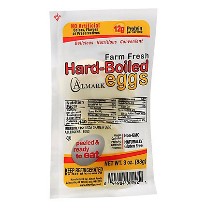 Almark Foods Peeled & Ready To Eat Hard Boiled Eggs - 2 Count - Image 1