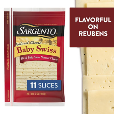 Sargento Cheese Slices Deli Style Baby Swiss 11 Count - 7 Oz