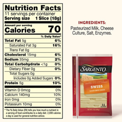 Sargento Sliced Swiss Natural Cheese 11 Count - 7 Oz - Image 5