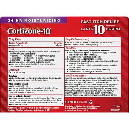 Cortizone 10 Anti-Itch Creme Maximum Strength Intensive Healing Formula - 2 Oz - Image 5
