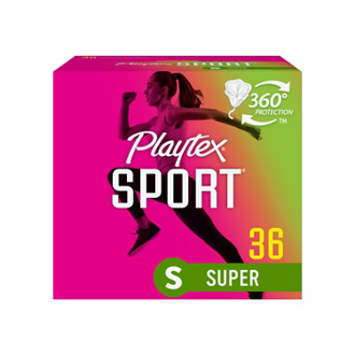 Playtex Sport Tampons Plastic Unscented Super Absorbency - 36 Count