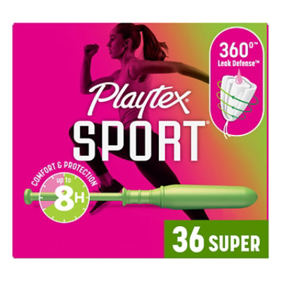 Playtex Sport Tampons Plastic Unscented Super Absorbency - 36 Count