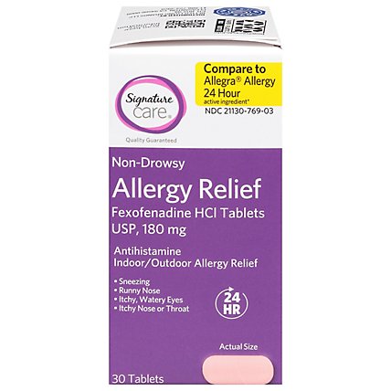 Signature Care Allergy Relief Fexofenadine HCI 180mg Antihistamine Caplet - 30 Count - Image 2