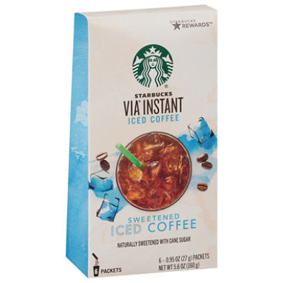 Starbucks VIA Instant Sweetened Iced Medium Roast Coffee Packets Box 6