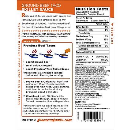 Frontera Sauce Skillet Taco Texas Original Mild Pouch - 8 Oz - Image 6
