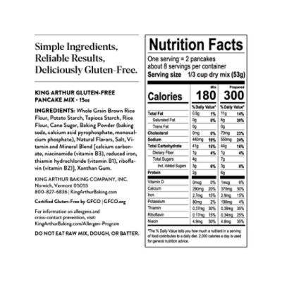 King Arthur Non-GMO Project Verified Certified Kosher Certified Gluten-Free Pancake Mix - 15 Oz - Image 5