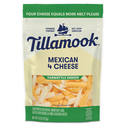 Tillamook Farmstyle Thick Cut Mexican 4 Cheese Blend Shredded Cheese - 8 Oz