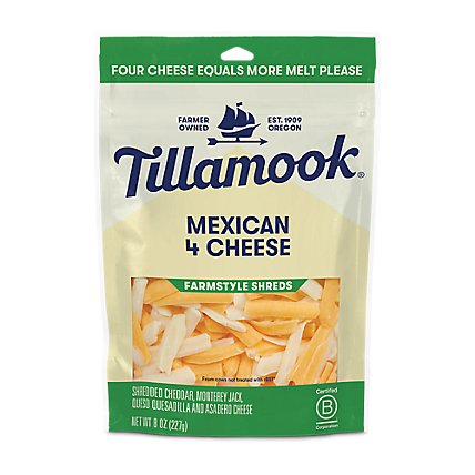 Tillamook Farmstyle Thick Cut Mexican 4 Cheese Blend Shredded Cheese - 8 Oz - Image 1