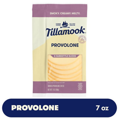 Tillamook Farmstyle Thick Cut Smoked Provolone Cheese Slices 7 Count - 7 Oz - Image 1