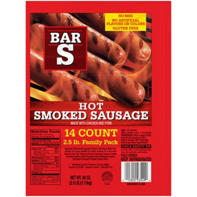 Bar-S Sausage Smoked Hot Family Pack 14 Count - 40 Oz - Image 1