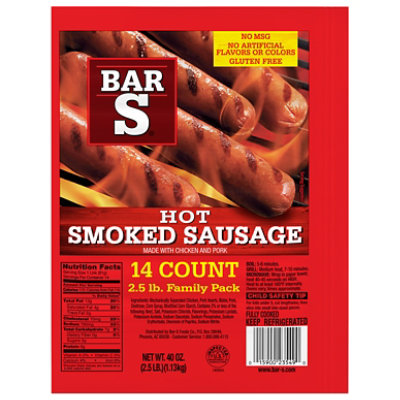 Bar-S Sausage Smoked Hot Family Pack 14 Count - 40 Oz - Image 1