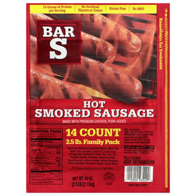 Bar-S Sausage Smoked Hot Family Pack 14 Count - 40 Oz