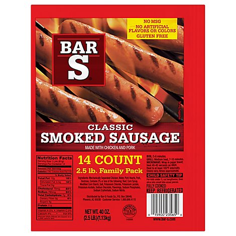 Bar-S Sausage Smoked Classic Family Pack 14 Count - 40 Oz