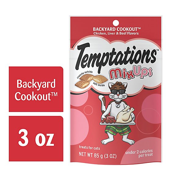 Temptations Mixups Cruchy and Soft Backyard Cookout Cat Treats - 3 Oz