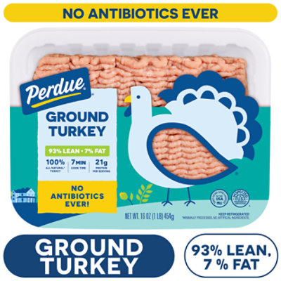 PERDUE 93% Lean 7% Fat Ground Turkey No Antibiotics Ever Traypack