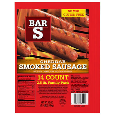 Bar-S Sausage Smoked With Cheese Skinless - 40 Oz