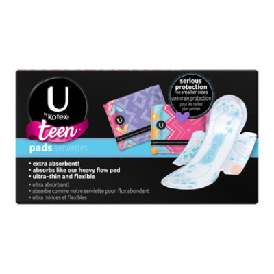 U By Kotex Teen Pads Ultra Thin With Wings Heavy Flow 16 Count Randalls