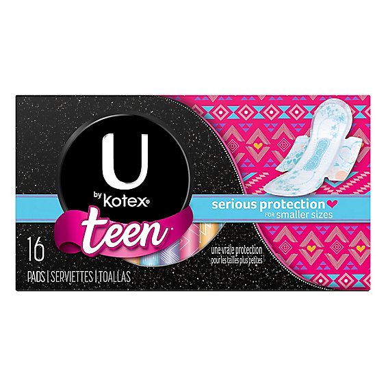 U by Kotex Teen Pads Ultra Thin With Wings Heavy Flow - 16 Count