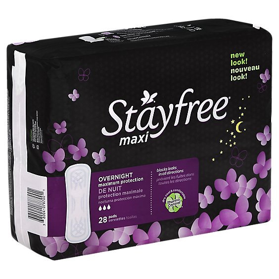 Stayfree Overnight Maximum Protection Maxi Pads - 28 Count