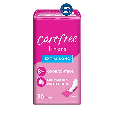 Carefree Acti-Fresh Body Shaped Unscented Extra Long Pantiliners - 36 Count