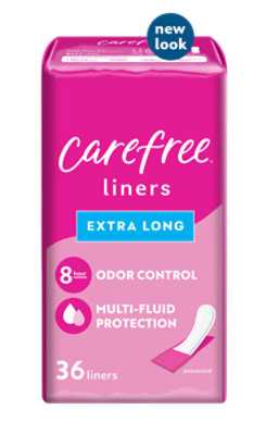 Carefree Acti Fresh Pantiliners Body Shaped Extra Long Unscented - 36 Count