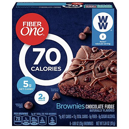 Fiber One Brownies 70 Calories Chocolate Fudge - 6-0.89 Oz - Image 3
