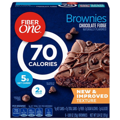 Fiber One Brownies 70 Calories Chocolate Fudge - 6-0.89 Oz - Image 1