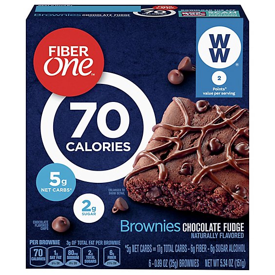 Fiber One Brownies 90 Calories Chocolate Fudge - 6-0.89 Oz