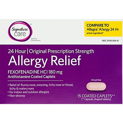 Signature Care Fexofenadine Hydrochloride Allergy Tablets - 15 Count - Image 2