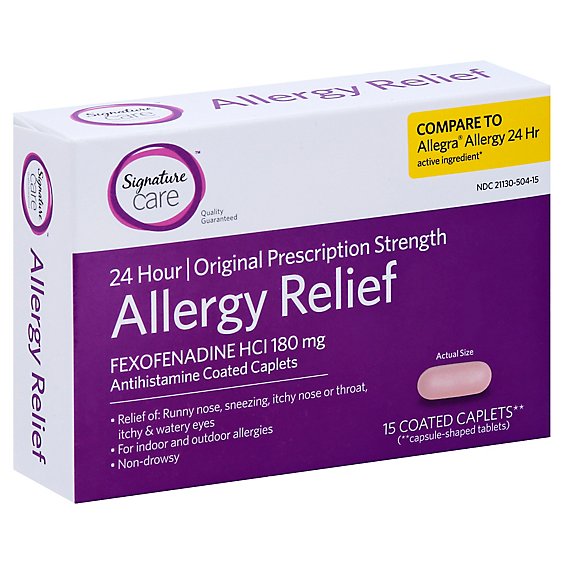 Signature Care Fexofenadine Hydrochloride Allergy Tablets - 15 Count