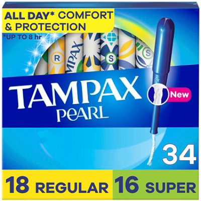 Tampax Pearl Unscented Duo Pack Tampons With LeakGuard Braid - 34 Count - Image 1