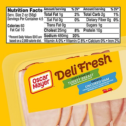 Oscar Mayer Deli Fresh Oven Roasted Turkey Breast & Smoked Uncured Ham Lunch Meat Pack - 9 Oz - Image 9