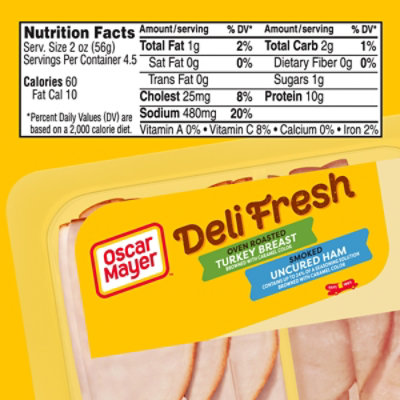 Oscar Mayer Deli Fresh Oven Roasted Turkey Breast & Smoked Uncured Ham Lunch Meat Pack - 9 Oz - Image 7