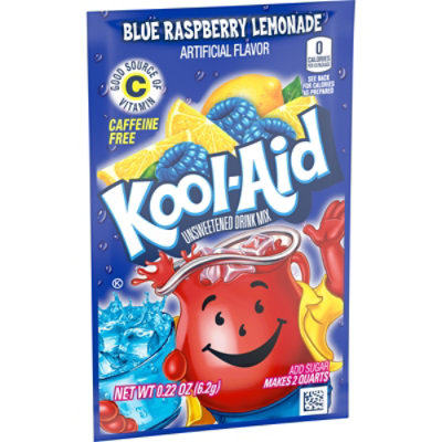 Kool-Aid Unsweetened Blue Raspberry Lemonade Powdered Drink Mix Packet - 0.22 Oz - Image 9