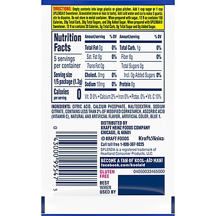 Kool-Aid Unsweetened Blue Raspberry Lemonade Powdered Drink Mix Packet - 0.22 Oz - Image 5