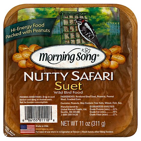 Morning Song Suet Wild Bird Food Nutty Safari Tray - 11 Oz