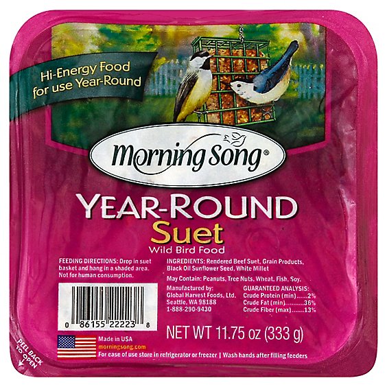 Morning Song Suet Wild Bird Food Year-Round Tray - 11.75 Oz