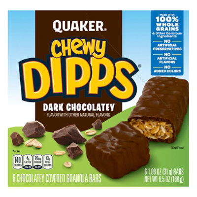 Quaker Chewy Dipps Granola Bars Dark Chocolatey - 6-1.09 Oz