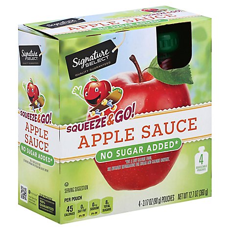 Signature SELECT Apple Sauce Squeeze & Go Apple Pouches - 4-3.17 Oz