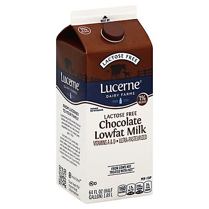 Lucerne Milk Lactose Free Chocolate Lowfat 1% - Half Gallon - Image 1