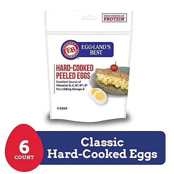 Egglands Best Eggs Hard-Cooked Peeled Medium - 6 Count