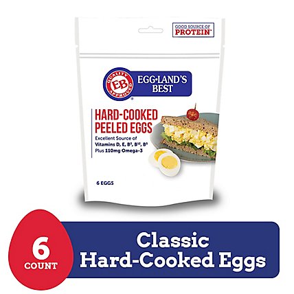 Egglands Best Medium HardCooked Peeled Eggs  - 6 Count - Image 1