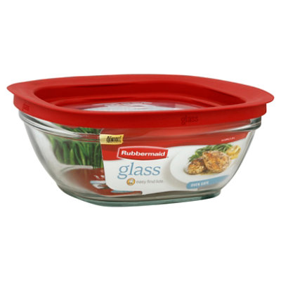 Rubbermaid Container + Lid, Glass, 1.5 Cup, Plastic Containers