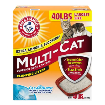 ARM & HAMMER Superior Odor Control With Clean Burst Clumping Multi Cat Litter - 40 Lb - Image 1