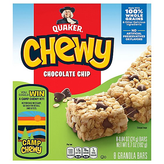 Quaker Chewy Granola Bars Chocolate Chip - 8-0.84 Oz