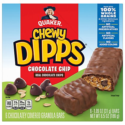 Quaker Chewy Dipps Granola Bars Chocolatey Covered Chocolate Chip - 6-1.09 Oz - Image 3